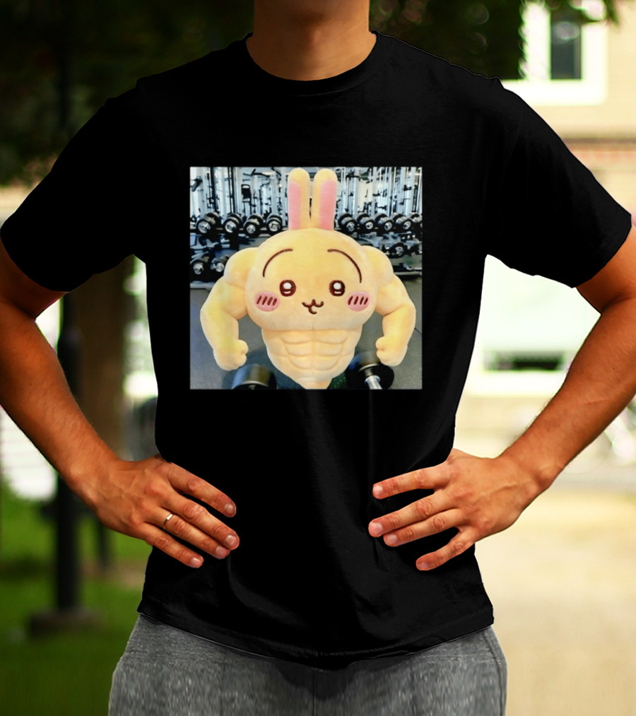 Usagi Muscle Chiikawa Buff Bunny Plush Toy T-Shirt