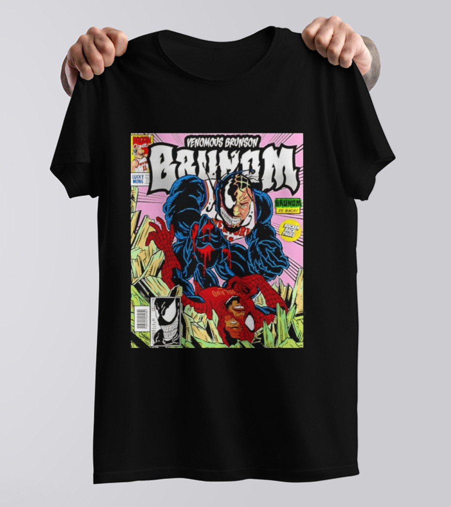 Venomous Brunson Venom X Jalen Brunson Marvel Comic Brunes Back Cover Price T-Shirt