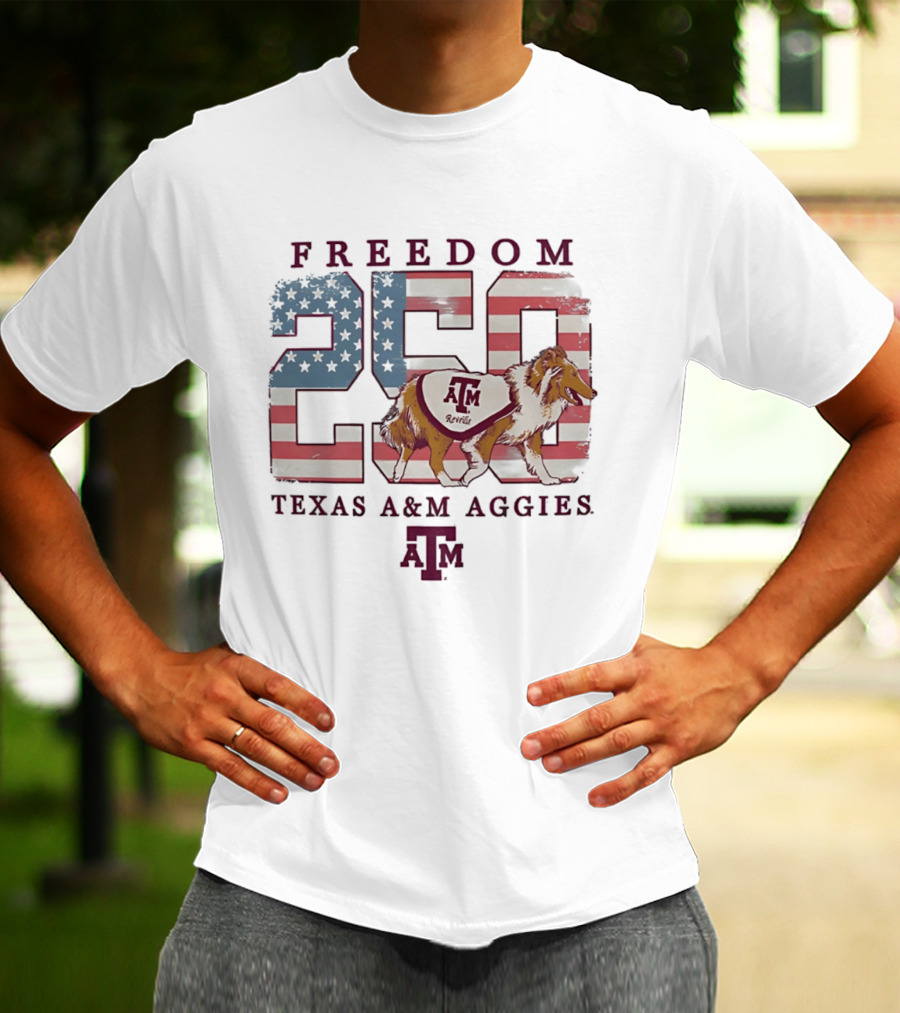 Texas A&M Aggies Freedom Reveille 250th Celebration T-Shirt