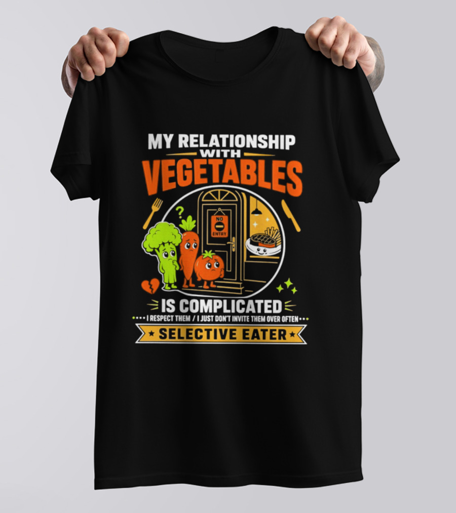 My Relationship With Vegetables Is Complicated Selective Eater Broccoli Carrot Humor T-Shirt