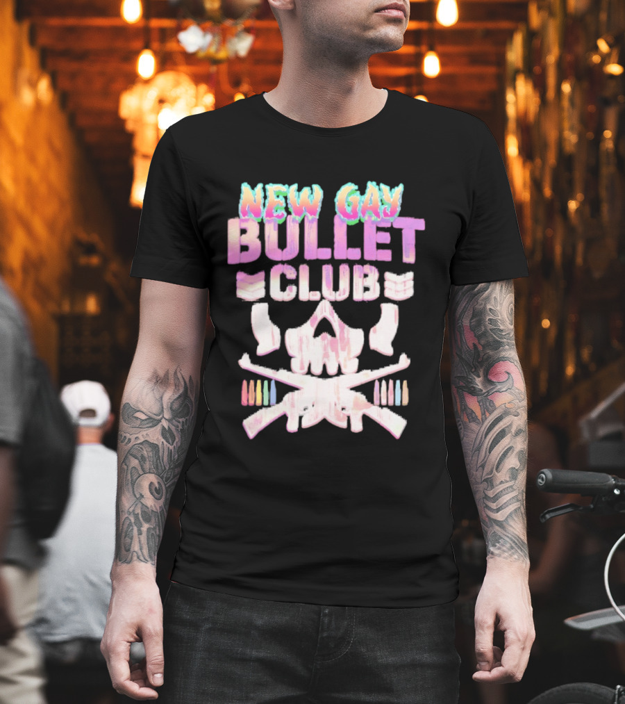 New Gay Bullet Club Skull Rainbow Pride T-Shirt