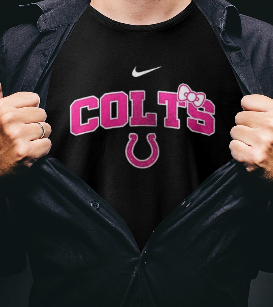 Indianapolis Colts Hello Kitty Pink Bow Breast Cancer Awareness Nike Collaboration T-Shirt