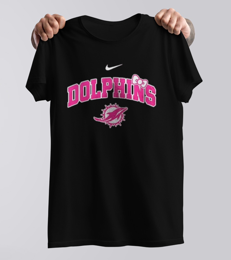 Miami Dolphins X Hello Kitty Her Fight Is Our Fight Pink Out T-Shirt