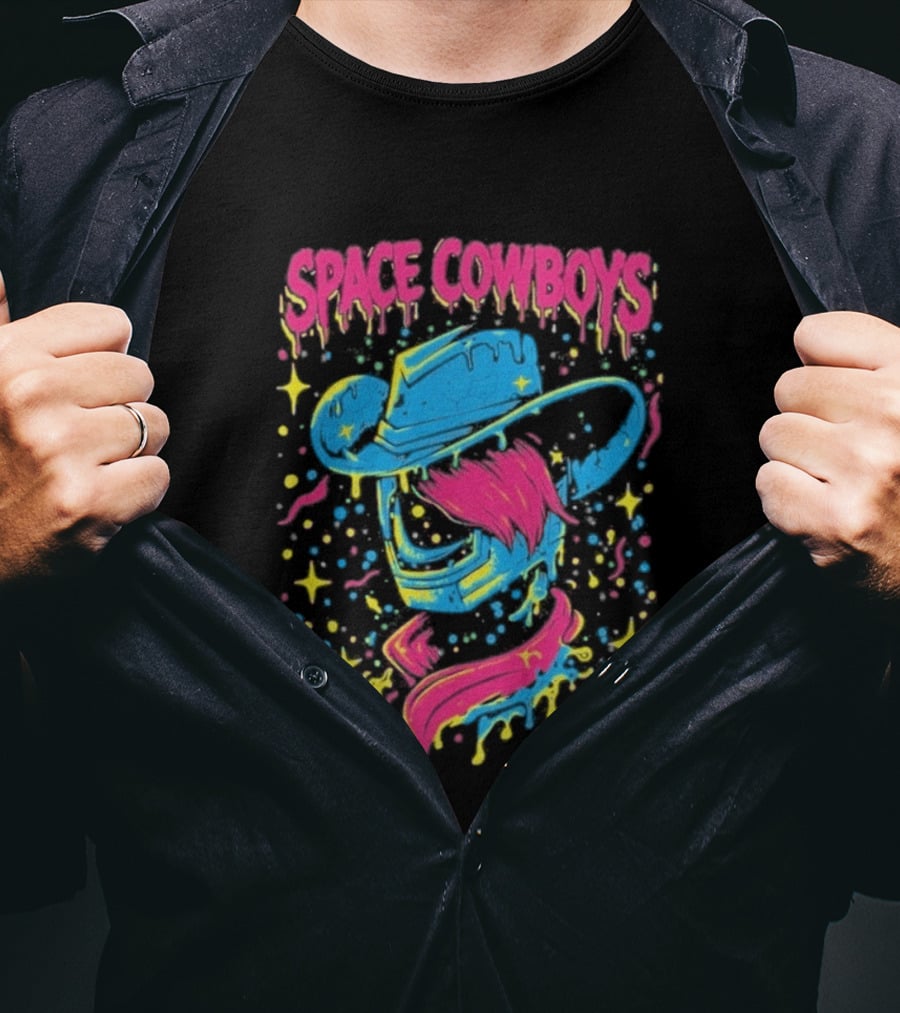 Space Cowboys Neon Drip Art By Sugar Land T-Shirt