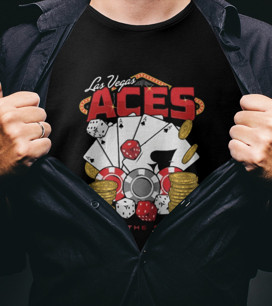 Las Vegas Aces Raise The Stakes Five Of A Kind Poker T-Shirt