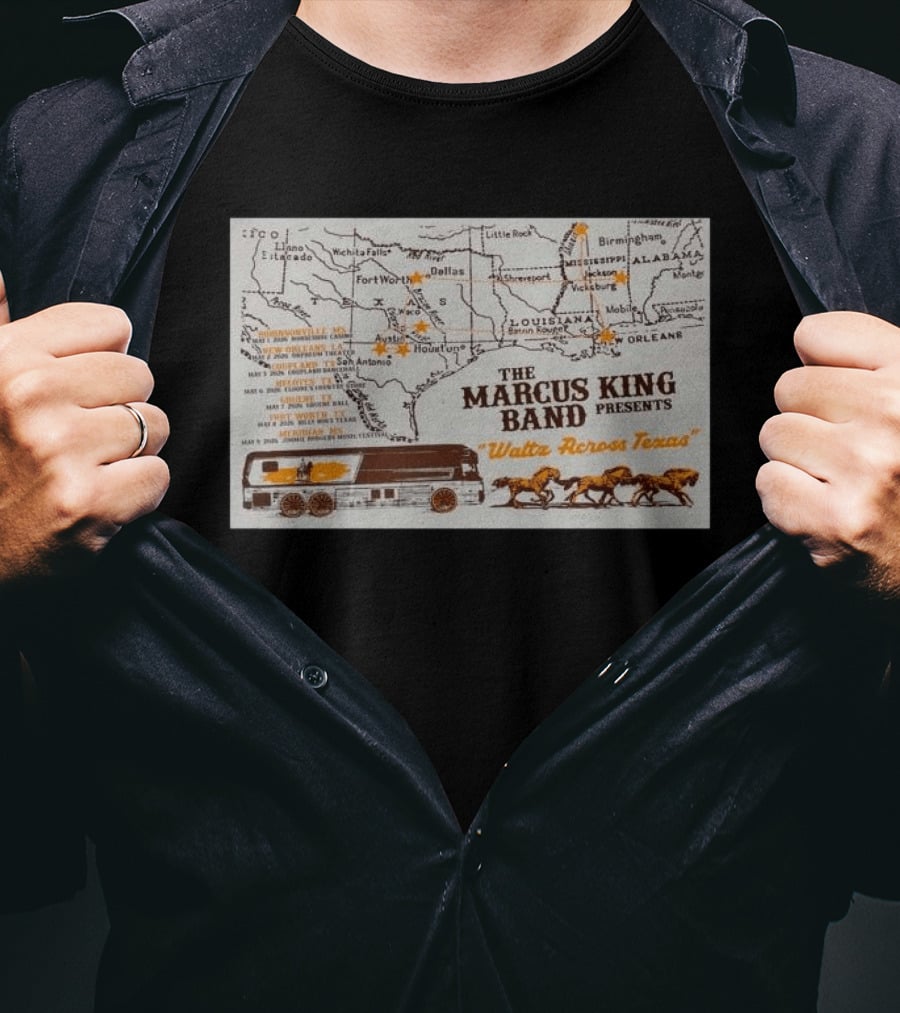 Marcus King Band Presents "Waltz Across Texas" Tour May 8 2026 Billy Bob's Fort Worth Texas T-Shirt