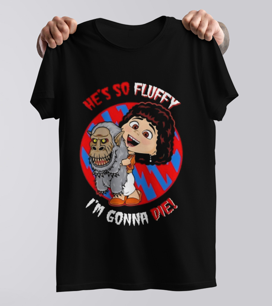 He's So Fluffy I'm Gonna Die Monster Hug Red Blue Circle T-Shirt