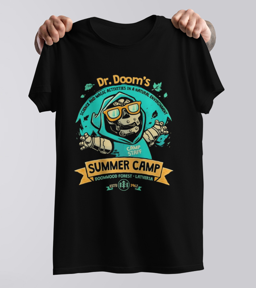 Dr. Doom's Summer Camp Doomwood Forest Latveria Camp Staff Marvel Adventures T-Shirt