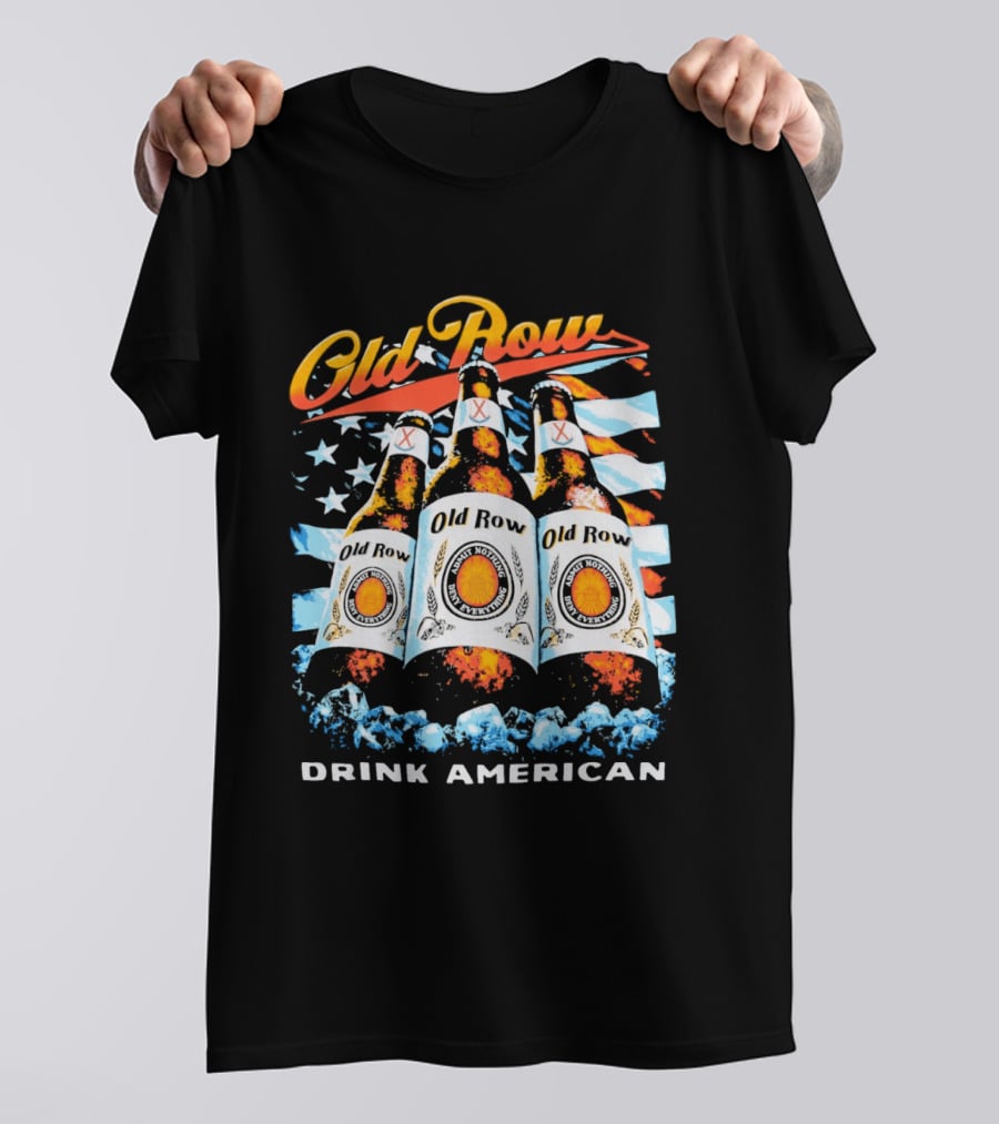 Old Row Beer Bottles American Flag Drink American T-Shirt