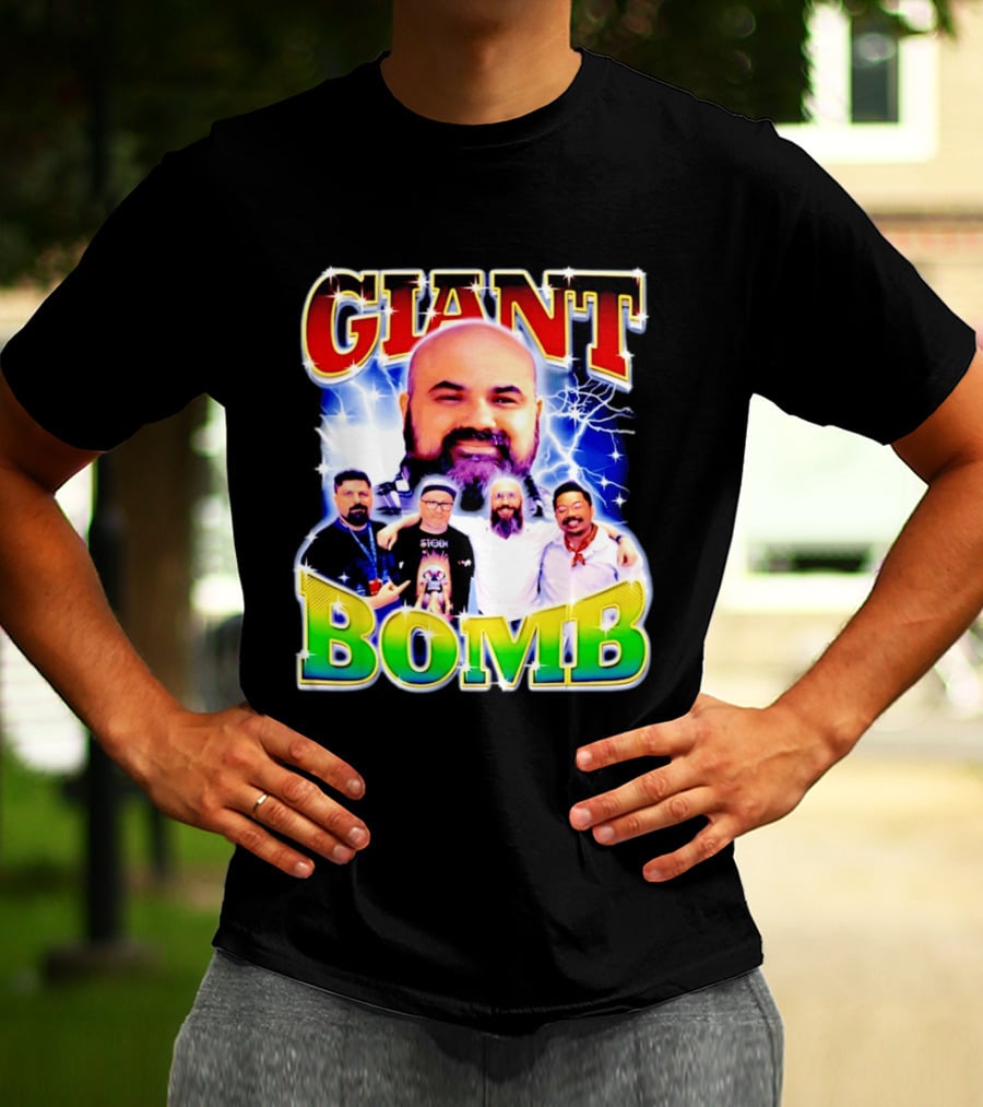 Giant Bomb Crew With Lightning Background 2026 T-Shirt