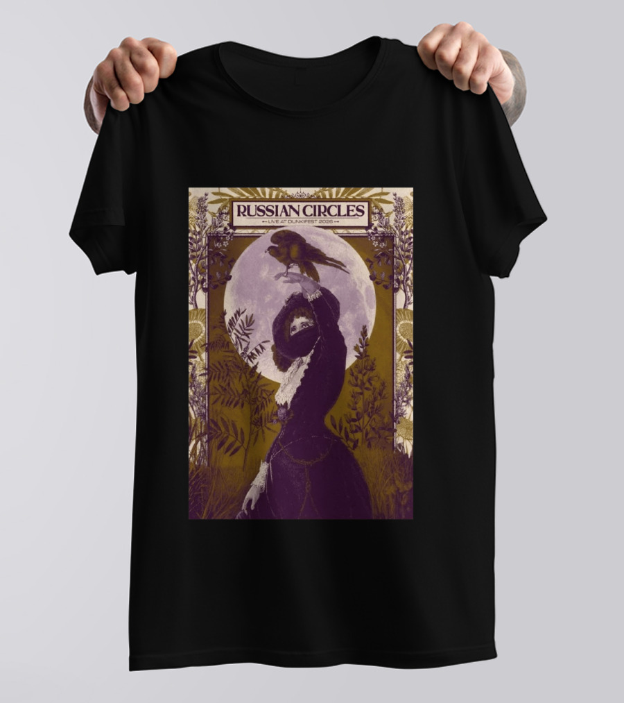 Russian Circles Live At Dunk!Fest 2026 Zottegem Belgium Moonlit Woman And Bird T-Shirt