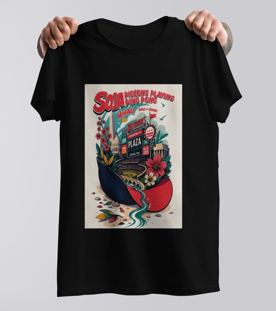 SOJA Pigeons Playing Ping Pong Nationals Park Plaza Stage Washington DC August 1 2026 T-Shirt
