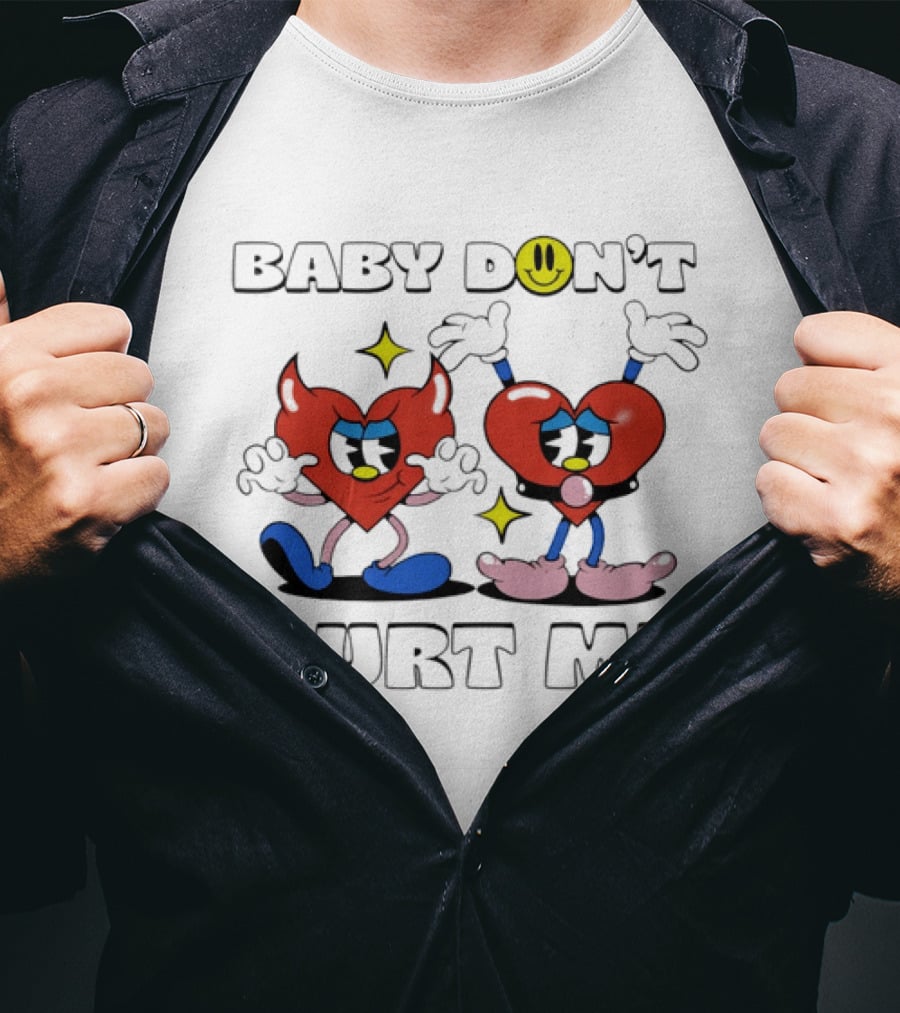 Baby Don't Hurt Me Heart Characters With Smile Emoji T-Shirt