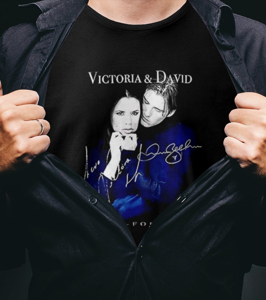 Victoria And David Beckham 1999 Forever Signatures T-Shirt