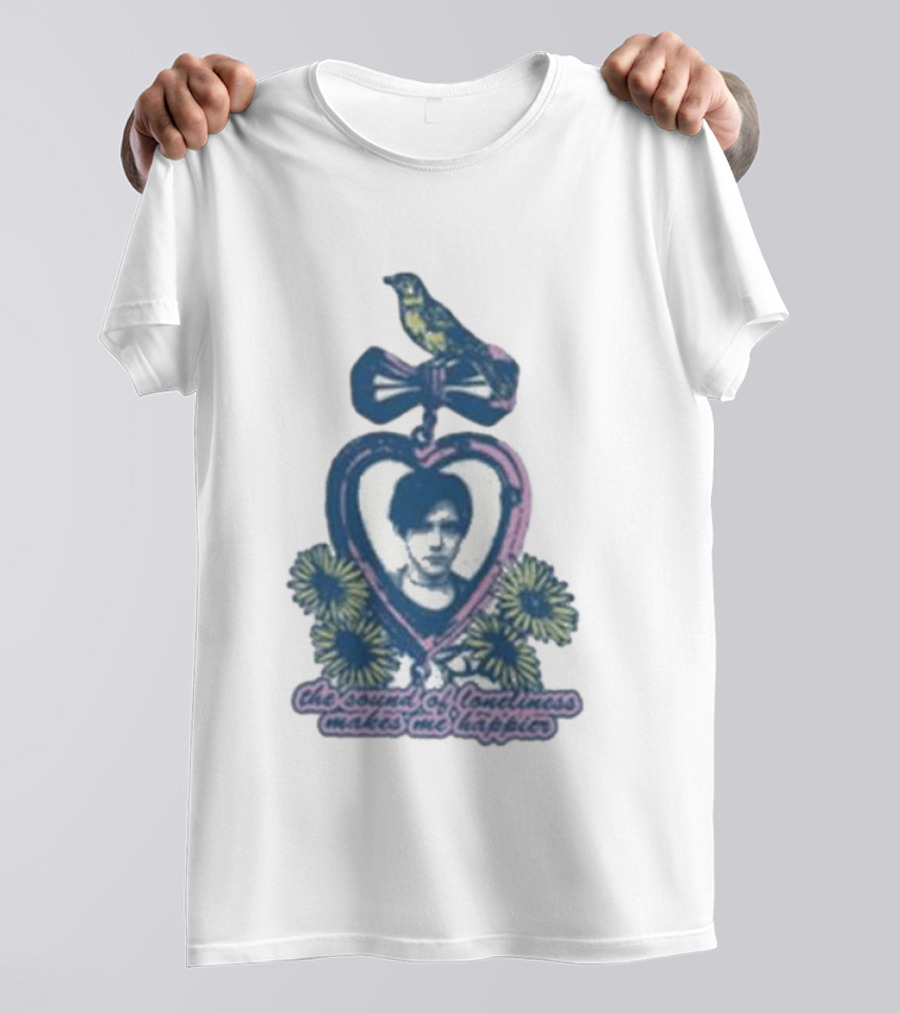 Bright Eyes Yellow Bird Heart Pendant Sound Of Loneliness Makes Me Happier T-Shirt