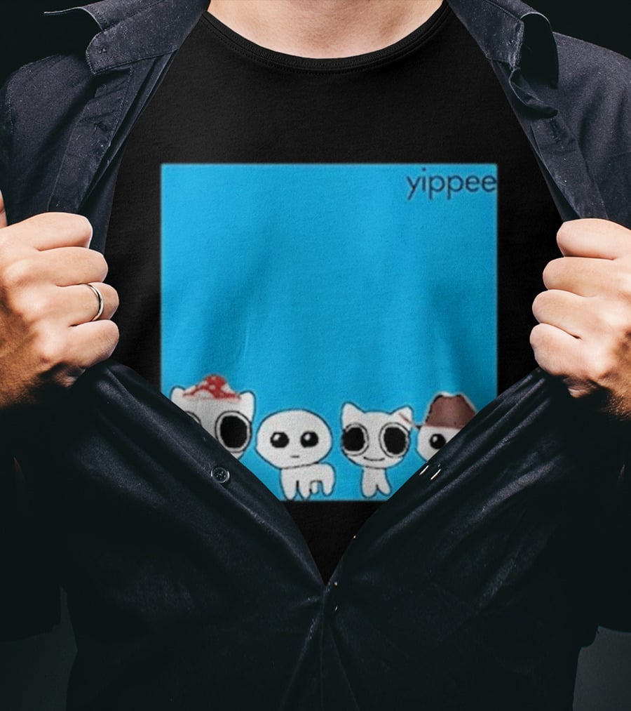 Yippee Blue Album Cringey Cartoon Characters With Cowboy And Chef Hats T-Shirt