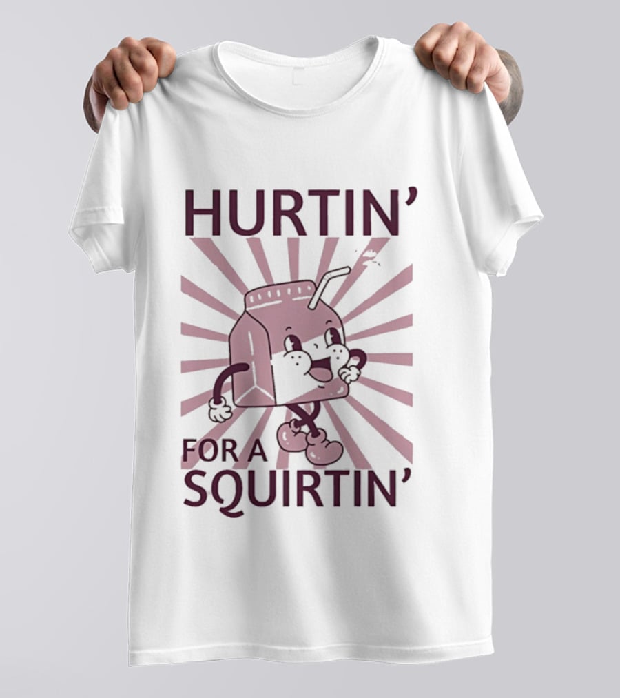 Hurtin' For A Squirtin' Milk Carton Retro Cartoon T-Shirt