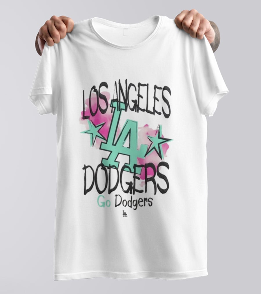 Los Angeles Dodgers LA Watercolor Stars Go Dodgers T-Shirt