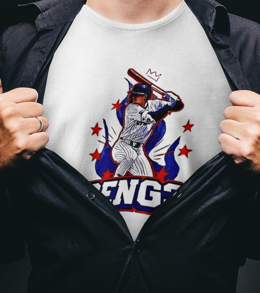 BENG3 Baseball Player Pinstripe Jersey Crown Stars T-Shirt