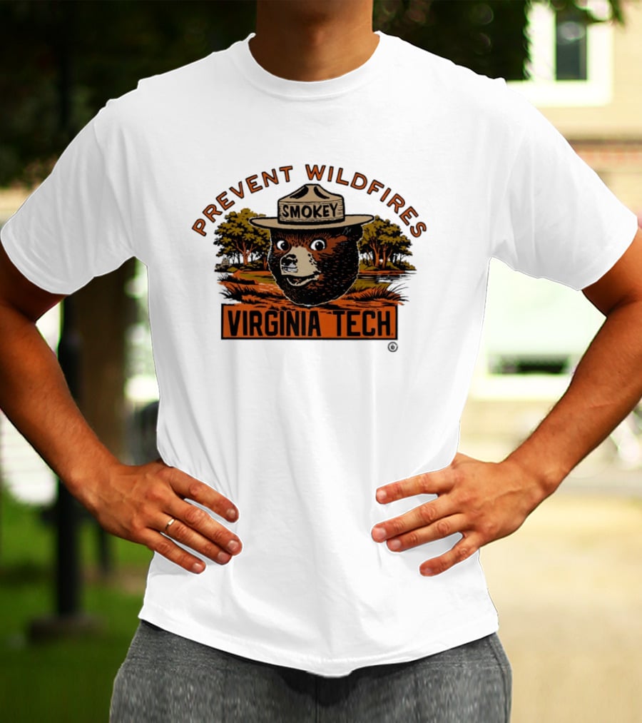 Smokey Bear Virginia Tech Prevent Wildfires Collaboration T-Shirt