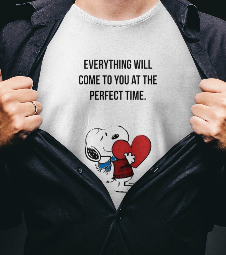 Snoopy Peanuts Everything Will Come To You At The Perfect Time Red Heart T-Shirt