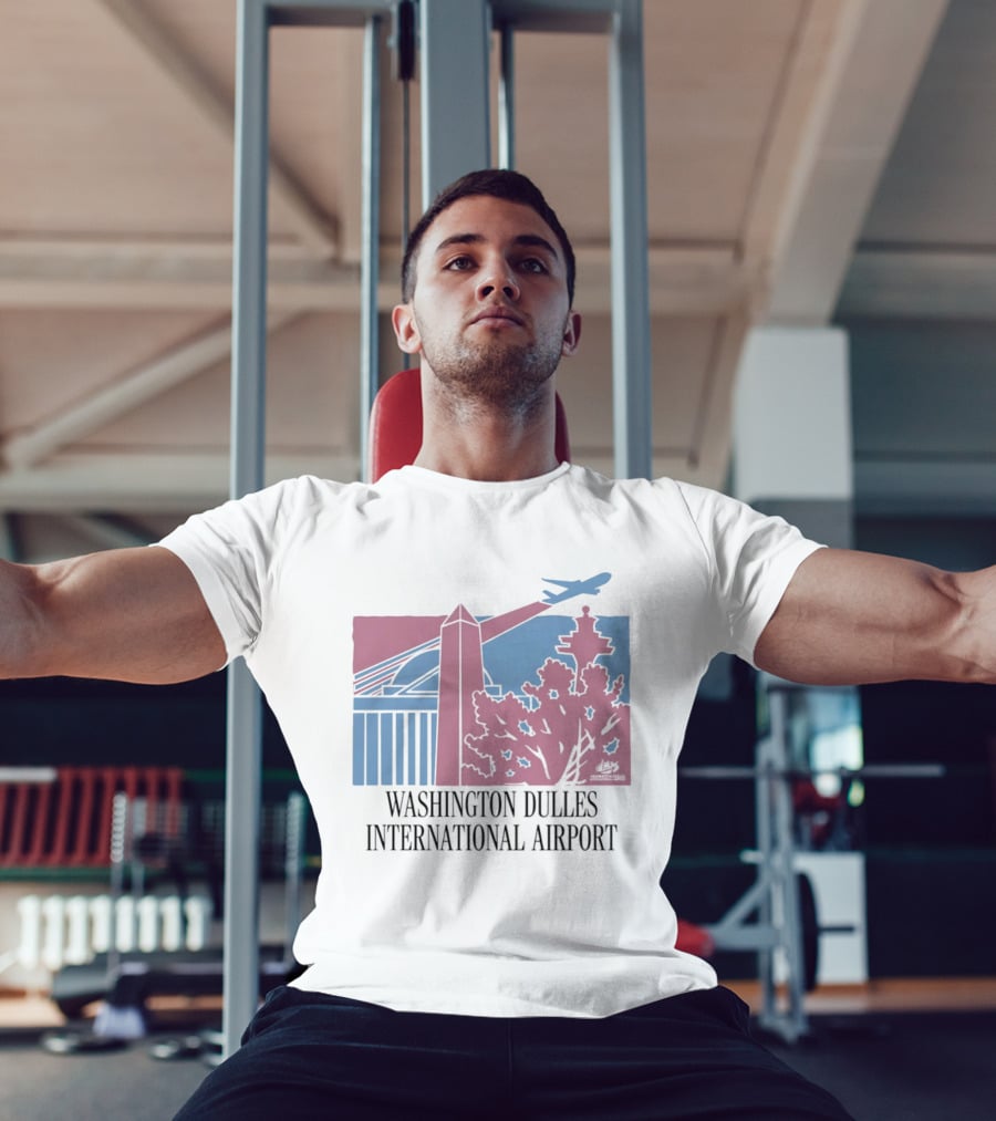 Washington Dulles International Airport Airplane And Monument Scene T-Shirt