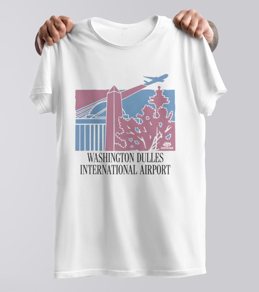 Washington Dulles International Airport Airplane And Monument Scene T-Shirt