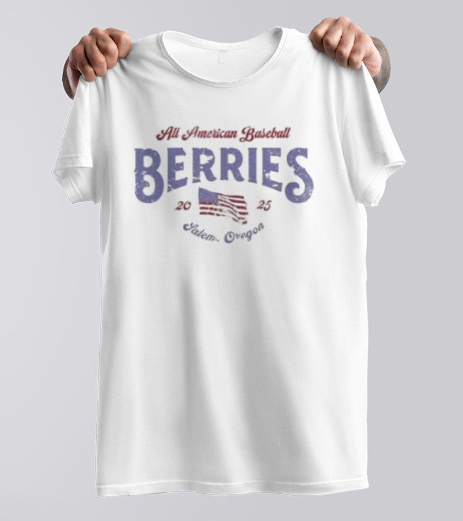 All American Baseball Berries Marion Oregon Flag T-Shirt