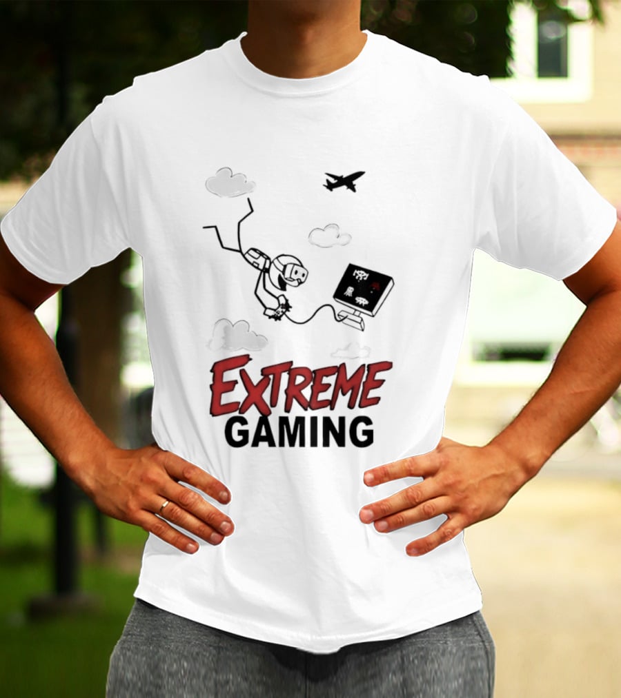Boys Extreme Gaming Adventure Controller Clouds Plane T-Shirt