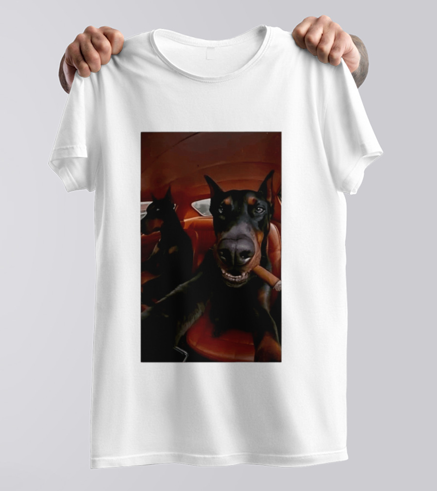 Doberman Smoking Cigar In Car Selfie T-Shirt