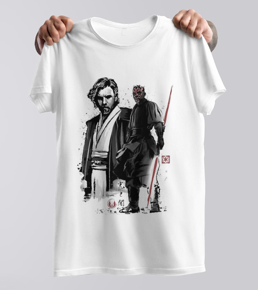 Fueled By Hatred And Revenge Obi Wan Kenobi Darth Maul Japanese Sumi E T-Shirt