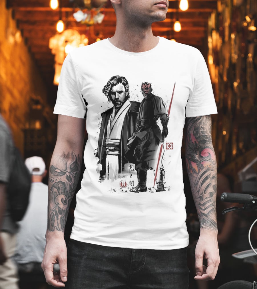 Fueled By Hatred And Revenge Obi Wan Kenobi Darth Maul Japanese Sumi E T-Shirt