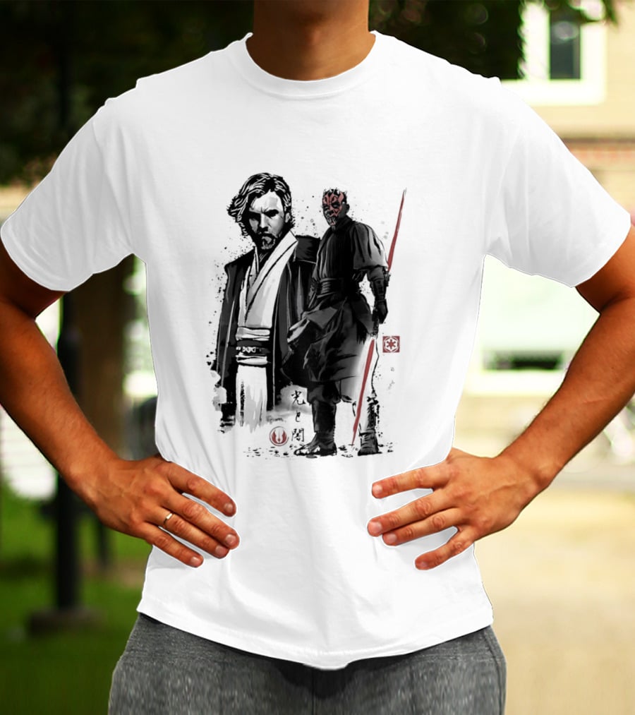 Fueled By Hatred And Revenge Obi Wan Kenobi Darth Maul Japanese Sumi E T-Shirt