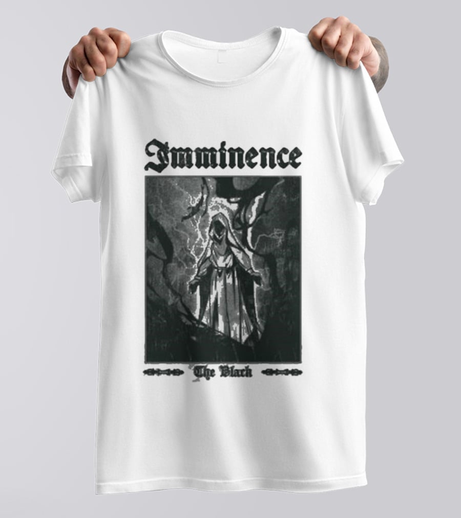 Imminence The Black Oracle Cloaked Figure With Lightning And Trees T-Shirt