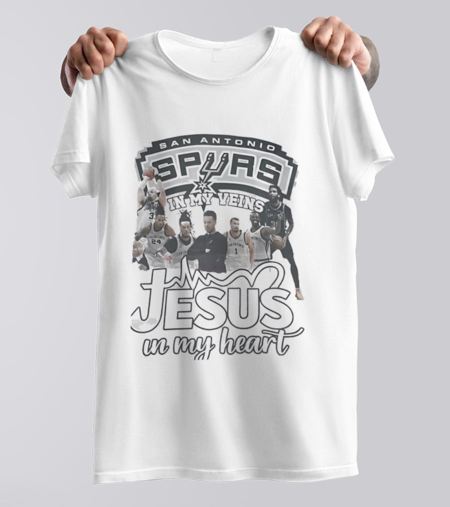 San Antonio Spurs Big Team In My Veins Jesus In My Heart T-Shirt