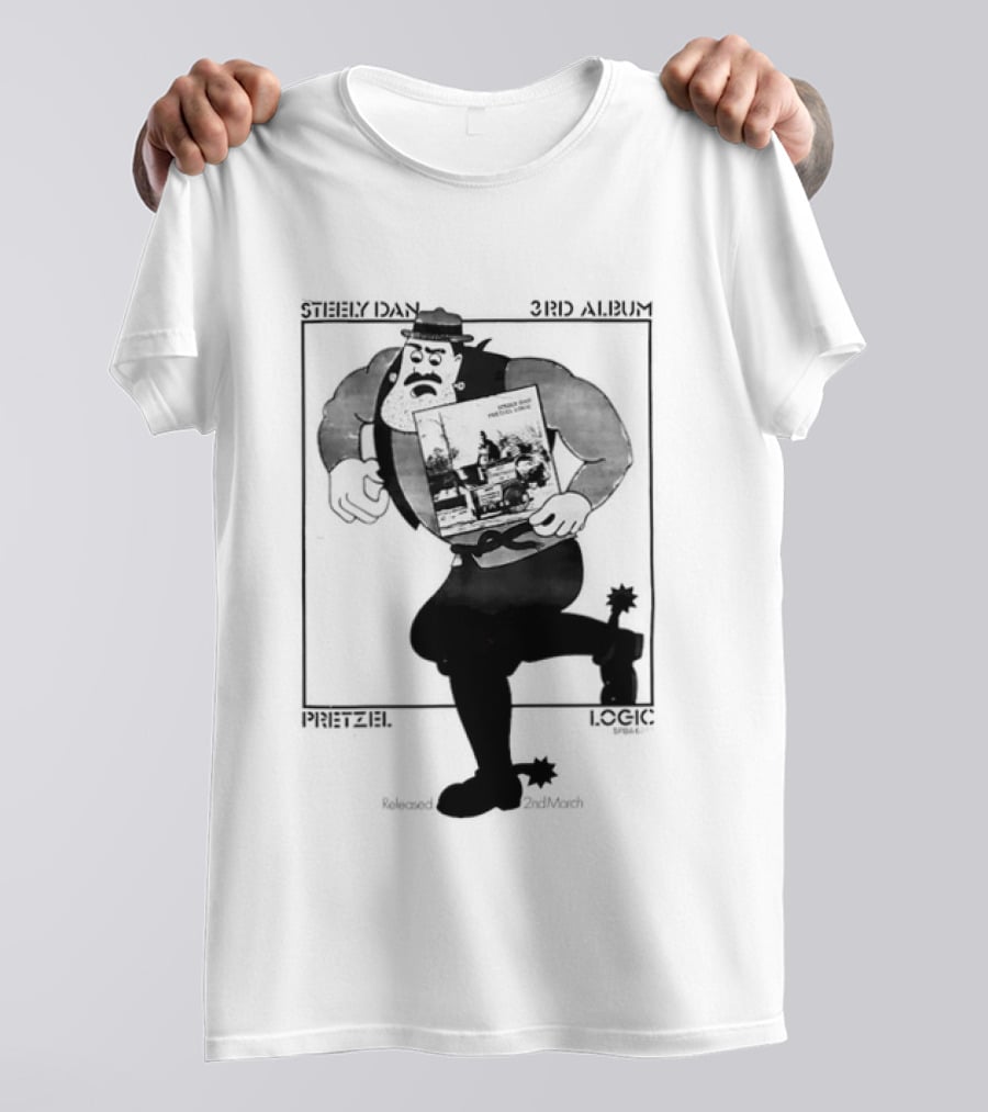 Steely Dan Pretzel Logic Tour 1974 Merchandise White Text Minimalist T-Shirt