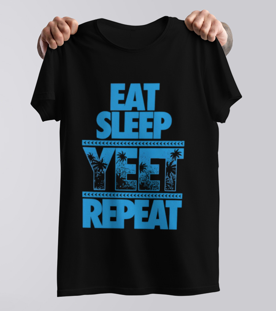 Eat Sleep Yeet Repeat WWE Jey Uso Blue Tropical T-Shirt