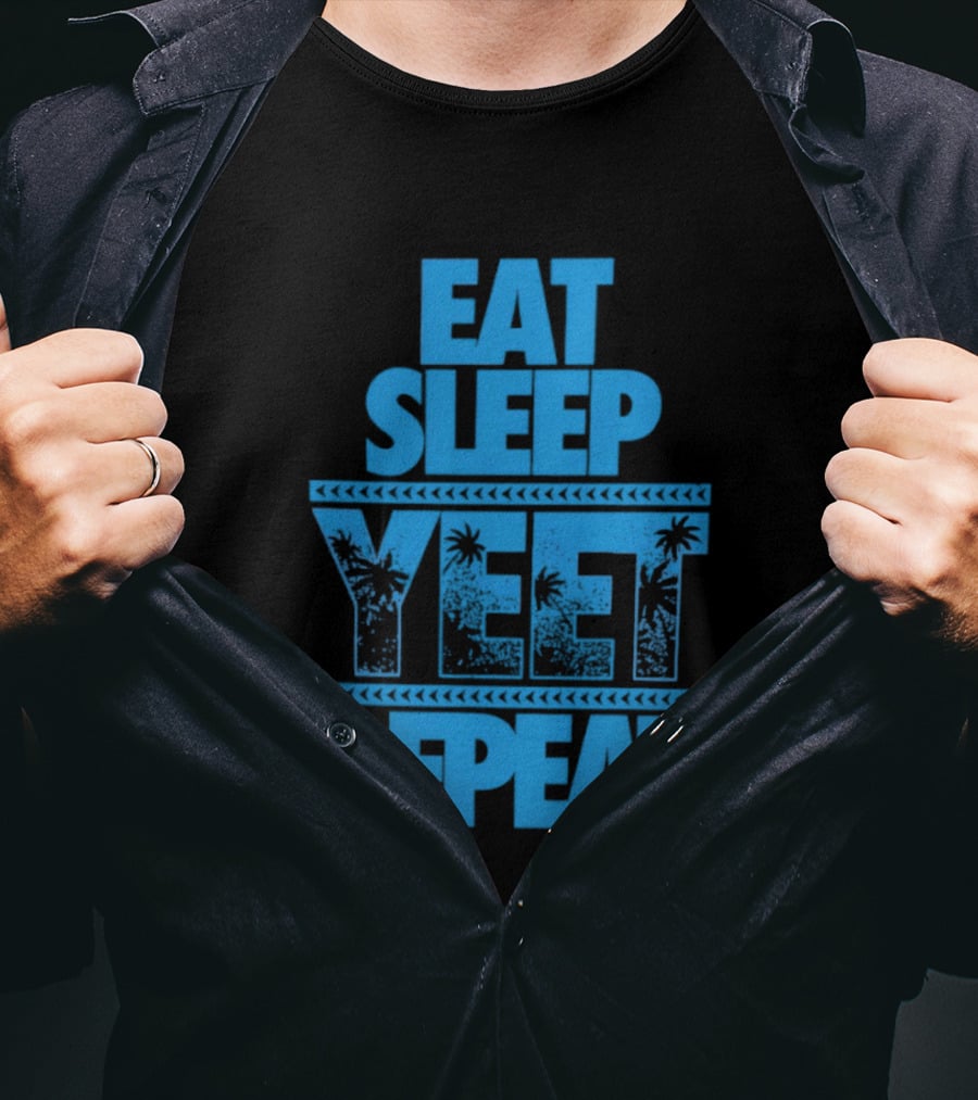 Eat Sleep Yeet Repeat WWE Jey Uso Blue Tropical T-Shirt