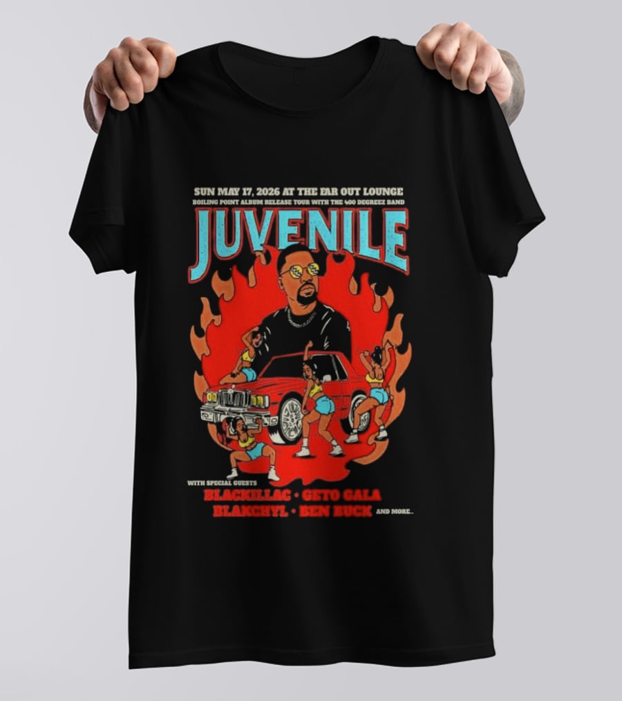 Juvenile Sun May 17 2026 Ear Got Lounge Ben Buck Blackillac Show T-Shirt
