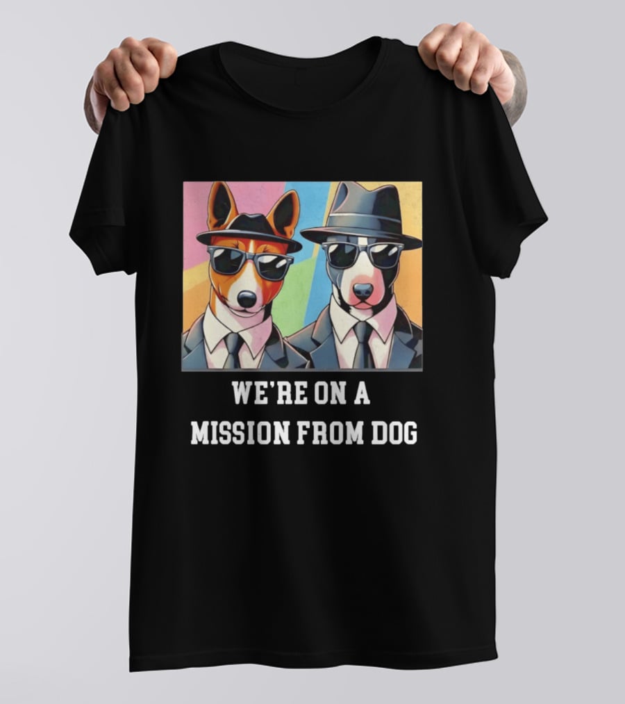 Basenji Dog Black Suit Mission From Dog Sunglasses And Hats T-Shirt