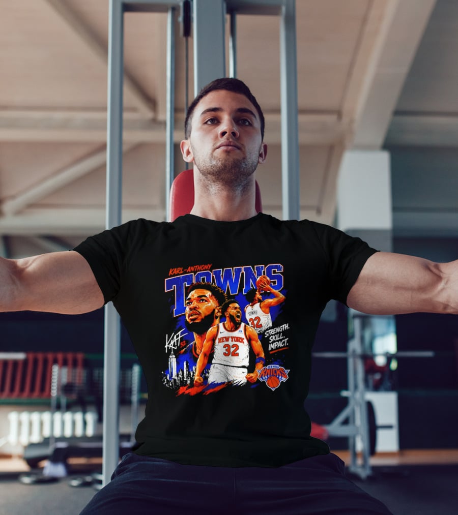 Karl Anthony Towns New York Knicks Strength Skill Impact 32 T-Shirt
