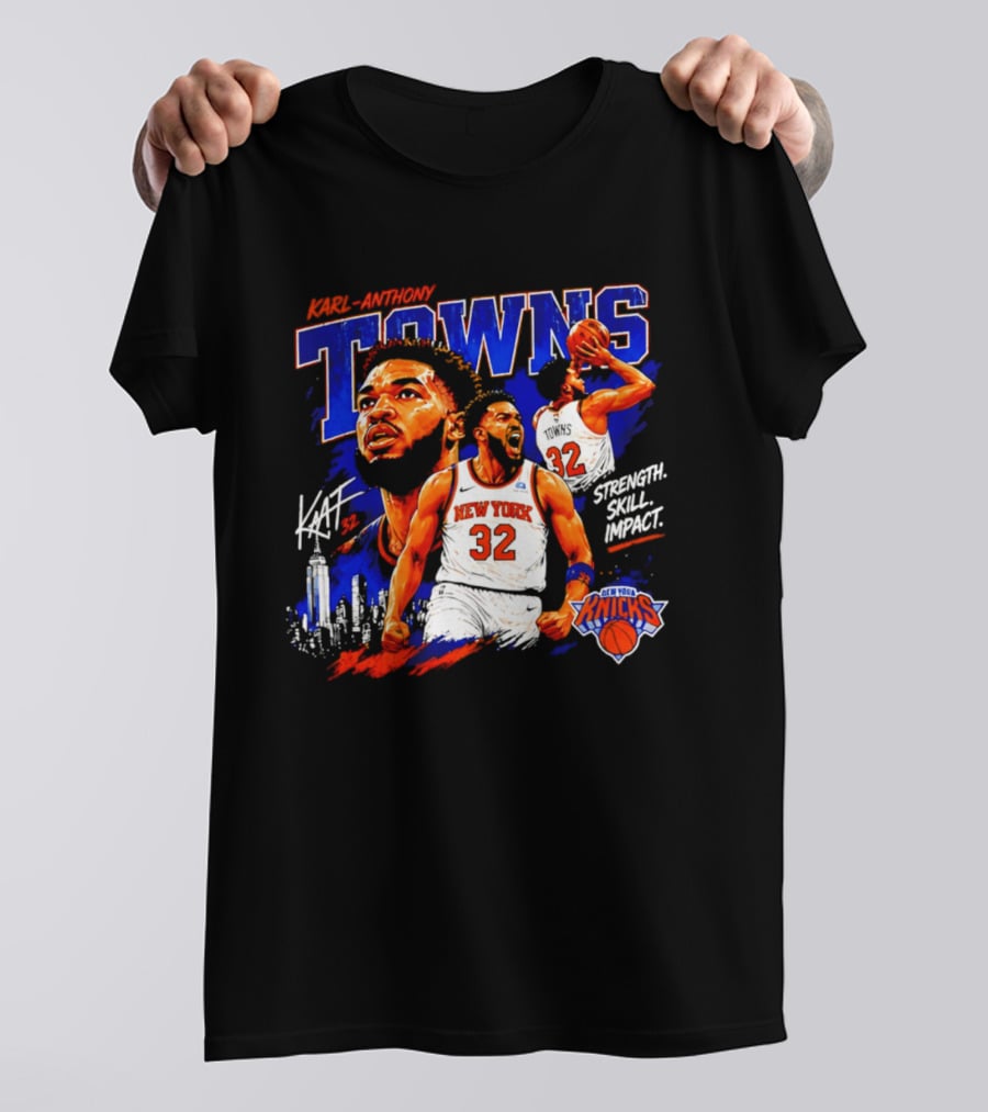 Karl Anthony Towns New York Knicks Strength Skill Impact 32 T-Shirt