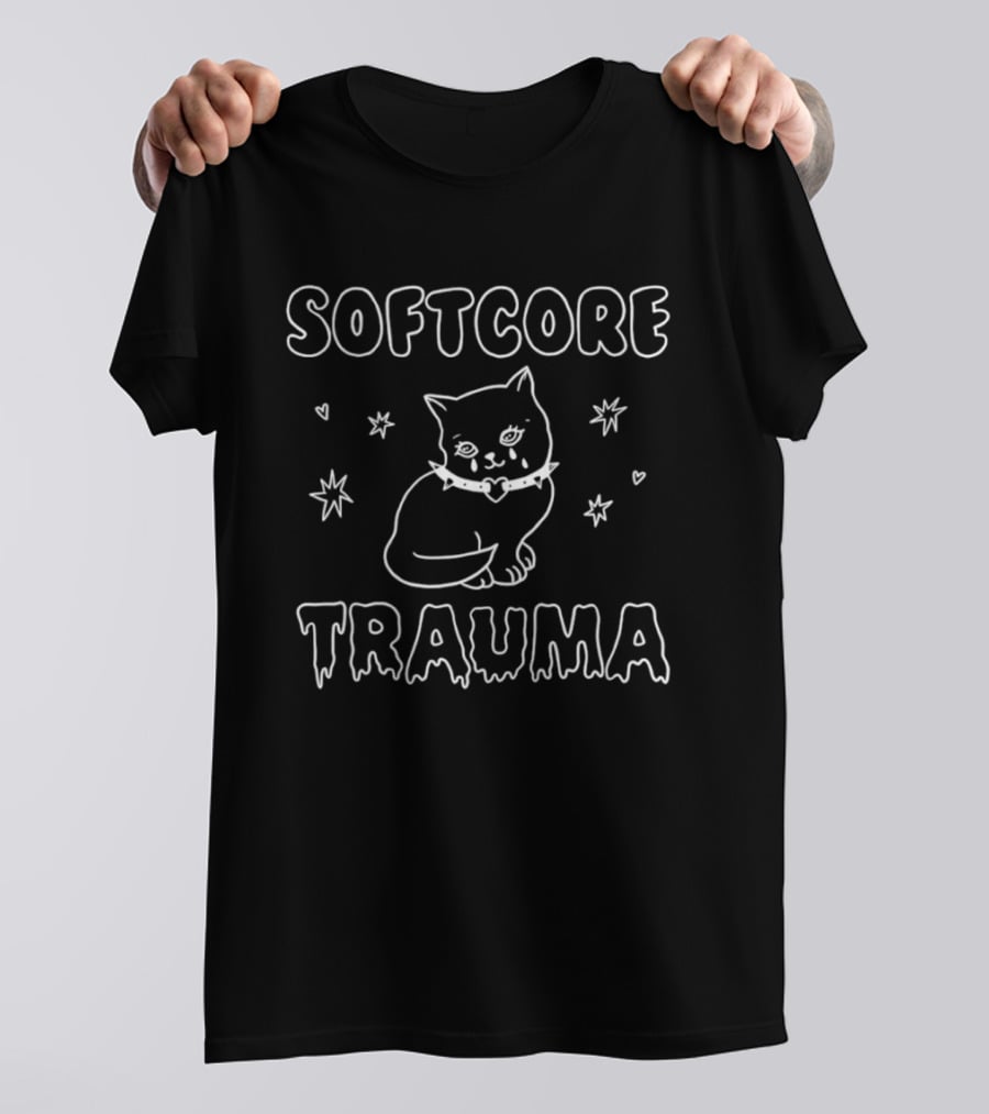 Softcore Trauma Cat With Stars T-Shirt