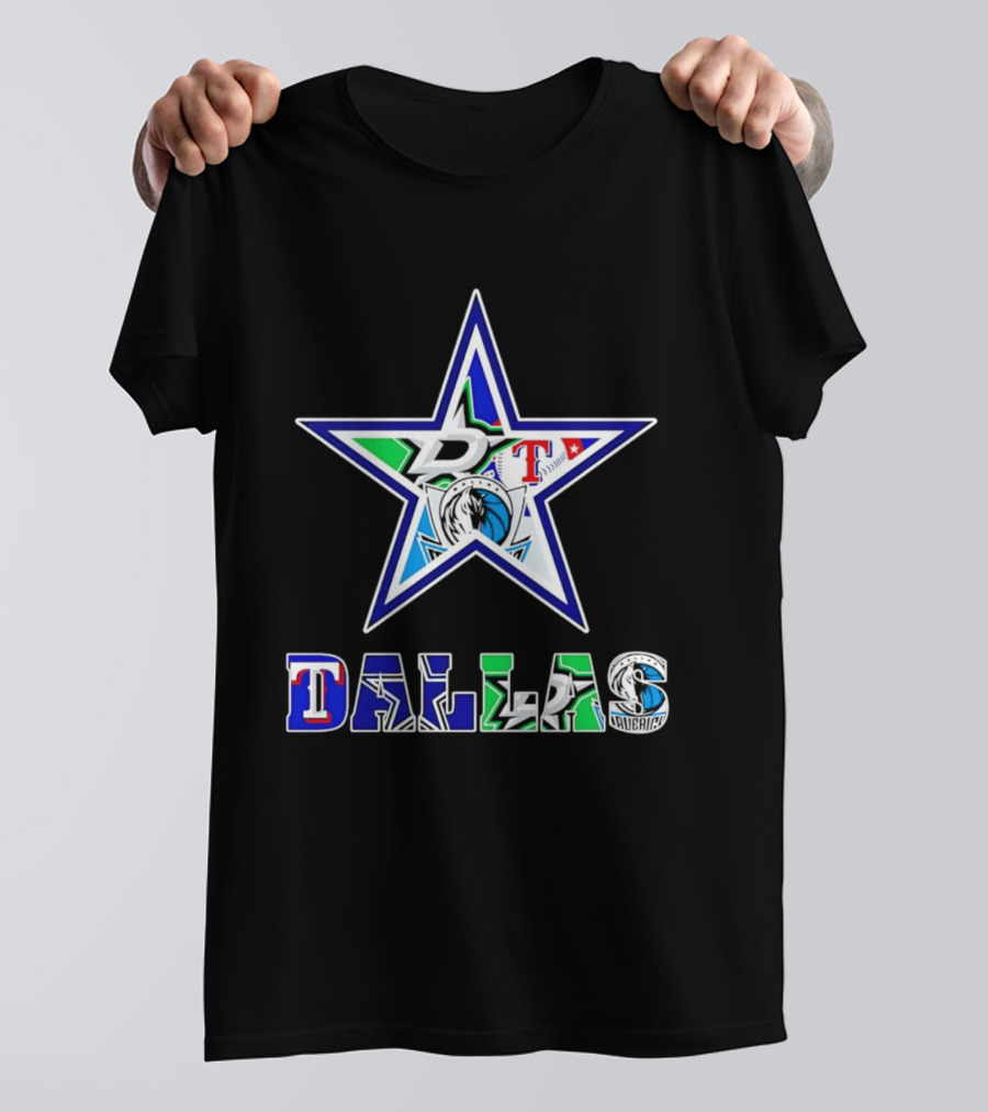 Dallas Cowboys Mavericks Stars Rangers Sports Team Star Mashup T-Shirt