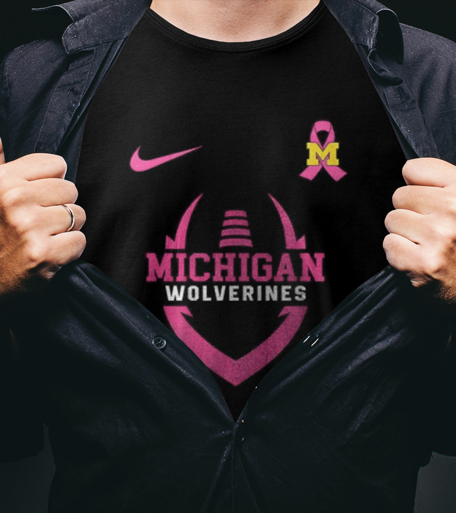 Michigan Wolverines Pink Out Real Fans Wear Pink Nike M T-Shirt