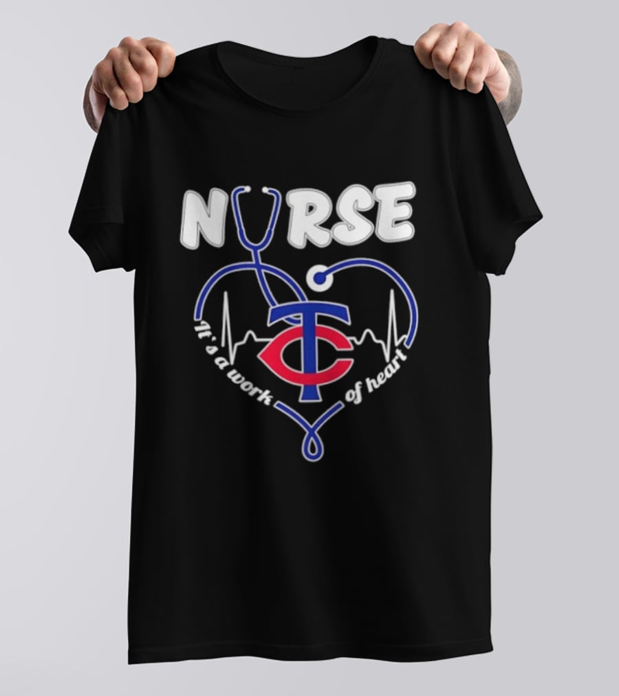 Minnesota Twins Stethoscope Nurse It's A Work Of Heart T-Shirt
