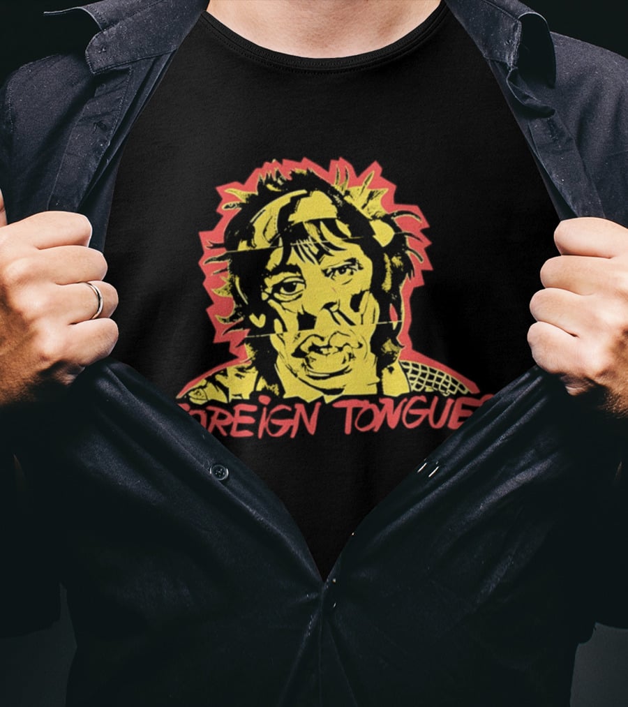 Foreign Tongues Neon Pop Art Vintage Retro 80s Distorted Face T-Shirt
