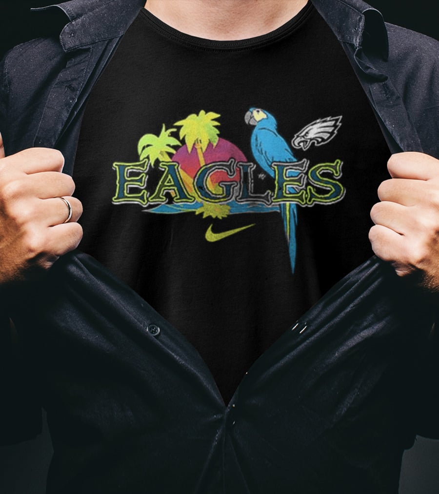 Philadelphia Eagles Parrot Tropical Vibes It's 5 O' Somewhere T-Shirt