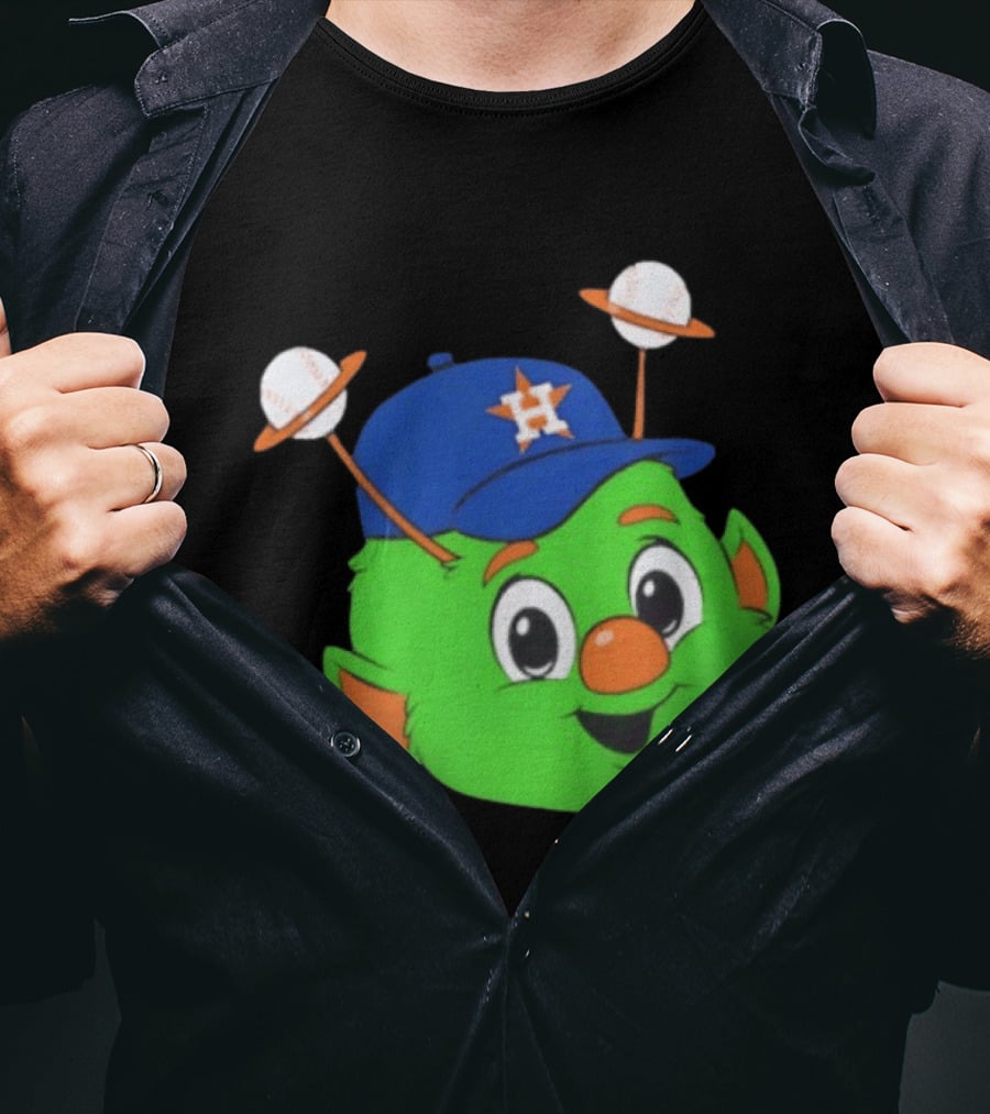 Houston Astros Orbit Character Face With Baseball Antennae T-Shirt