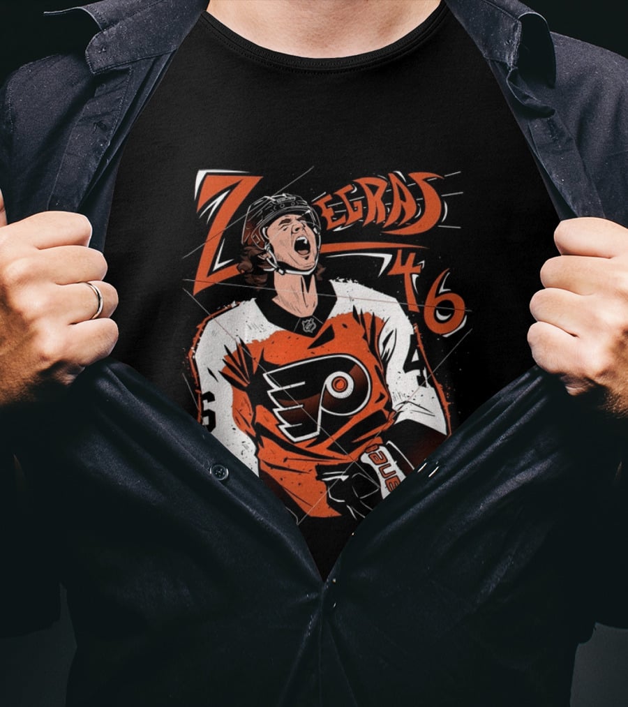 Zegras 46 Philadelphia Flyers Hockey Bauer Sports T-Shirt